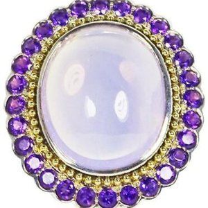 LAGOS  Caviar Sterling Silver 18K Gold Lavender Quartz Amethyst Ring Sz 7